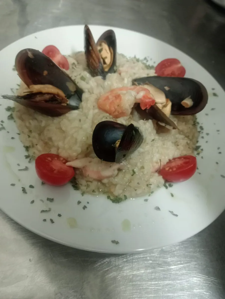 Risotto con cozze e gamberi
